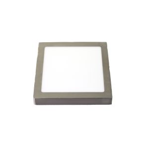 Downlight LED 18w luz tono frío 6000k, cuadrado de superficie. Color acero