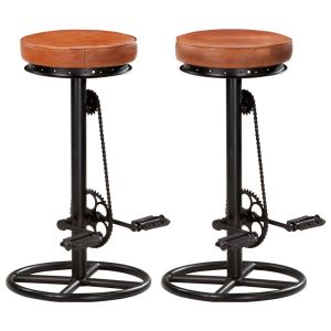 vidaXL taburetes de cocina 2 uds cuero auténtico cabra negro y marrón