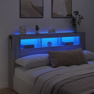 Cabecero LED madera ingeniería gris sonoma 180x18,5x103,5 cm eso9601