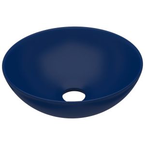 vidaXL lavabo de cuarto de baño redondo de cerámica azul oscuro