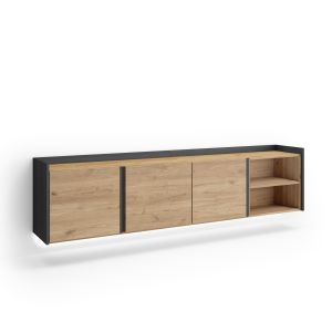 Mueble tv, 207x35x50cm, colgado, suspendido, LED rf4838
