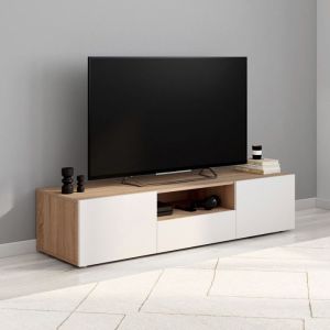 Mueble de tv moderno - madera y blanco - 140 cm