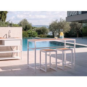 Conjunto de bar de jardín 2 plazas avetrana metal marrón/blanco