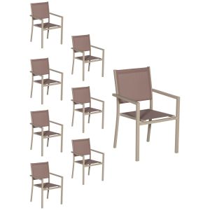 Juego de 8 sillas de aluminio color topo textileno topo