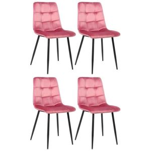 Sillas comedor tilde - 4 uds - terciopelo rosa