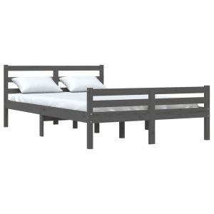 vidaXL estructura de cama doble sin colchón madera gris 150x200 cm