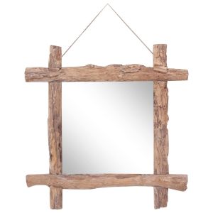 Espejo de troncos de madera maciza reciclada natural 70x70 cm
