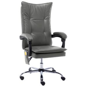 vidaXL silla de oficina de masaje de cuero sintético gris antracita