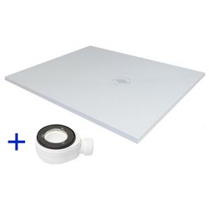 Plato de ducha resina 75x120 blanco+vávula+rejilla natural pro (120x75)