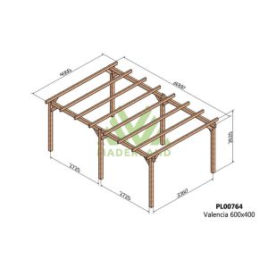 Pérgola de madera laminada - valencia 600x400cm (maderland)