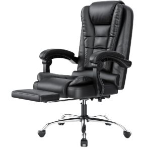 Rattantree silla de oficina ergonómica con reposapiés, negro