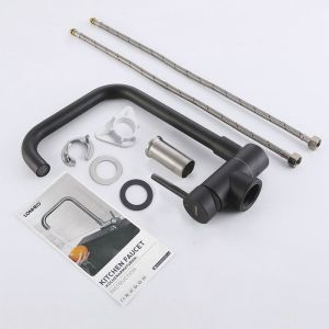 Grifo de cocina - acero inoxidable - mezclador plegable - negro mate - aire