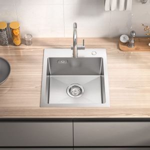 Fregadero de cocina de acero inoxidable cepillado 40x45cm
