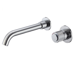 Valaz grifo empotrado de lavabo de botón redondo cromado caño de 21cm