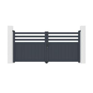 Puerta batiente regulable ancho 3m nevis h.140cm aluminio gris
