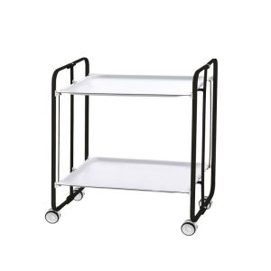 Carrito auxiliar con ruedas bauhaus armazón metálico negro, 2 bandejas