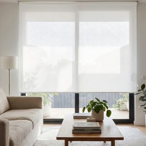 Estor enrollable translúcido poliéster liso color blanco 250x200cm.