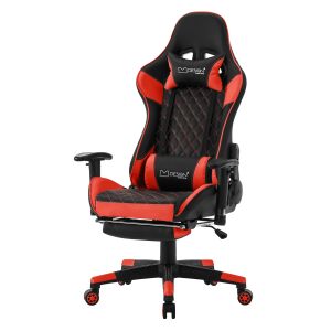Silla gaming con reposapiés 2d reposabrazos polipiel roja ml-design