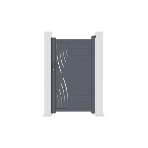 Pack puerta peatonal veleta 1m a.180cm + 2 postes a.190cm gris