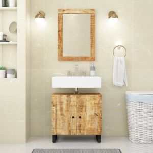 Conjunto de muebles de baño 2 piezas madera maciza de mango(sin lavabo)
