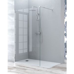 Mampara ducha fijo walk in | panel ducha transparente 90cm cromo brillo
