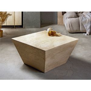 Mesa auxiliar trapecio imit. Marmol travertino 40 cms. 80dx40 cms