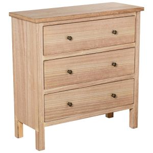 Comoda madera natural con 3 cajones dm y paulownia