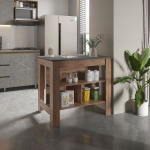 Mesa auxiliar de cocina cala en melamina con 3 estantes