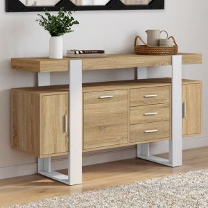 Aparador industrial de madera blanca - 140 cm