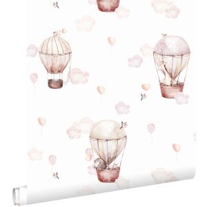 Estahome papel pintado globos de aire rosa claro y beige 50 x 900 cm