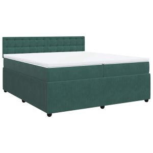vidaXL cama box spring con colchón terciopelo verde oscuro 200x200 cm