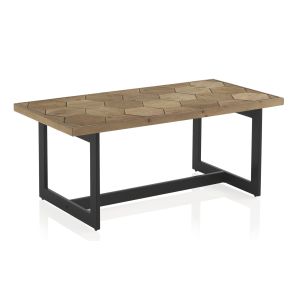 Mesa de centro de fresno 123x60 con base de metal, 123x60x51cm