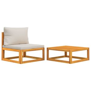 vidaXL sofás de jardín 2 pzas con cojines madera maciza acacia