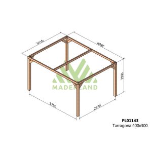 Pérgola de madera laminada - tarragona 400x300cm (maderland)