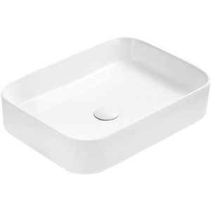 Lavabo cerámico sobre encimera, 50,5x37x11 cm, blanco