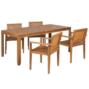 Conjunto de comedor exterior 4 plazas baratti madera de acacia marrón