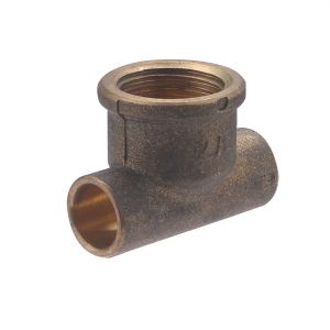 Conector de latón para soldar ø12 - tee hembra en el centro 1/2
