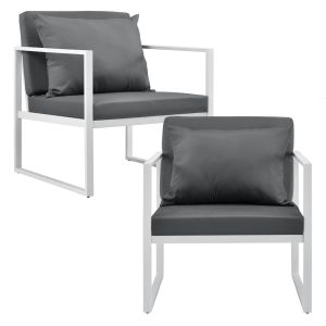 [casa.pro] 2 x sillón silla de jardín set de 2 muebles de jardín blanco