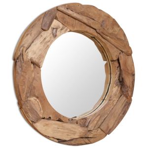 Espejo decorativo de teca 80 cm redondo