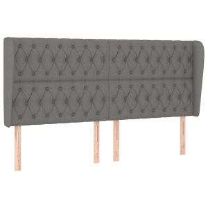 vidaXL cabecero con orejas de tela gris oscuro 203x23x118/128 cm