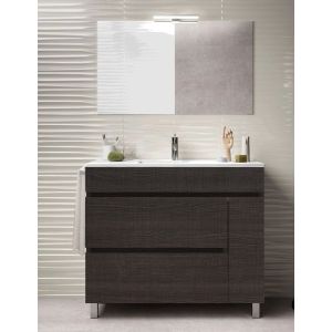 Mueble de baño caprera, lavabo y espejo 60x45cm roble sinatra