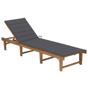 vidaXL tumbona plegable con cojín madera maciza de acacia