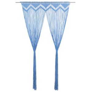 vidaXL cortina de macramé algodón azul 140x240 cm