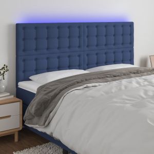 Cabecero con luces LED tela azul 180x5x118/128 cm eso4429