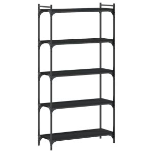 vidaXL librería de 5 estantes madera de ingeniería negro 80x30x154 cm