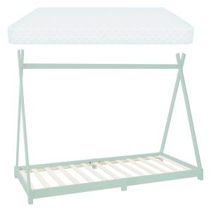 Cuna tipi con somier 90x200 cm menta de madera ml-design