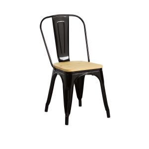 Silla industrial strong con asiento de madera 45x54x85cm negro Thinia Home