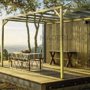 Pérgola de madera maciza adosada toLEDo (maderland) - gardeneas