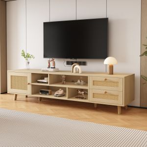 Mueble de tv para salón 2 cajones 1 puerta roble 40,5x160x39cm