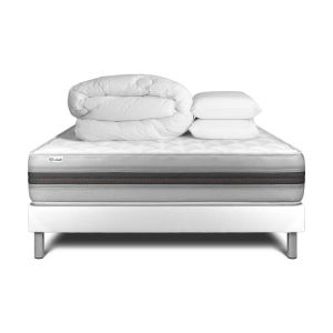 Pack cama completa - colchón 140x190cm + somier con láminas (kit) + 2 almoh